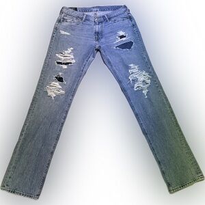 Abercrombie & Fitch Men's Light Blue Distressed Jeans